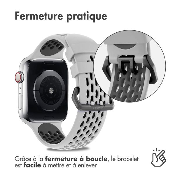 imoshion Bracelet sport en silicone avec boucle Apple Watch | 38/40/41/42 mm - Grey / Black
