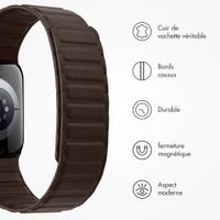 Accezz Bracelet en cuir véritable magnétique Apple Watch | 44/45/46/49 mm - Chocolate Brown