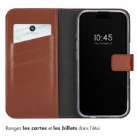 Selencia Étui portefeuille en cuir véritable Apple iPhone 16 Pro - Marron clair