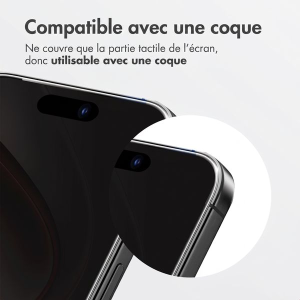 Accezz Protection d'écran en verre trempé avec filtre de confidentialité + Applicateur Apple iPhone Duo