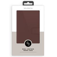 Selencia Étui portefeuille en cuir véritable Samsung Galaxy A55 - Marron foncé
