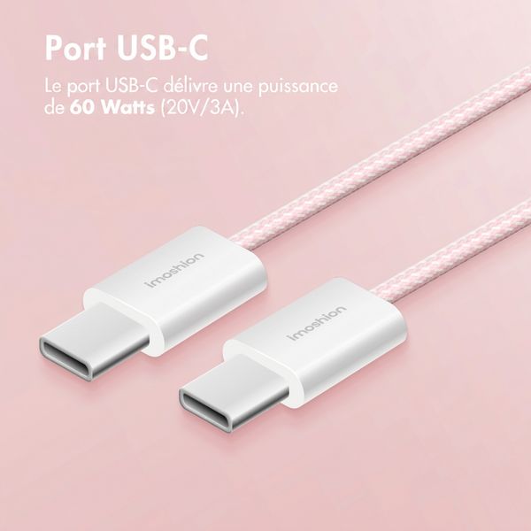 imoshion Câble USB-C vers USB-C - Tressé - 2 mètres - Rose