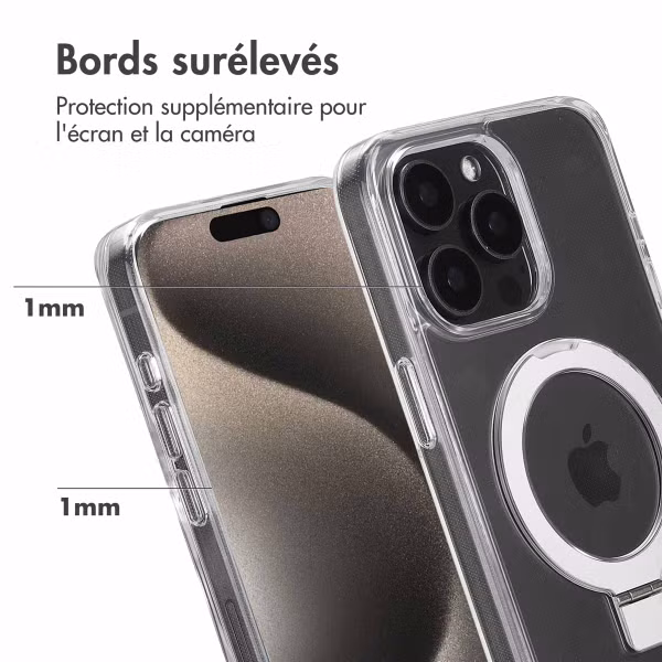 Accezz Coque Ring Stand avec MagSafe Apple iPhone 15 Pro Max - Transparent