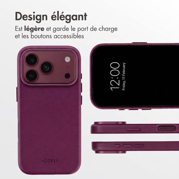 Accezz Coque arrière en cuir avec MagSafe Apple iPhone 18 Pro / 17 Pro - Heath Purple