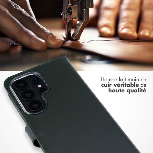 Selencia Étui portefeuille en cuir véritable Samsung Galaxy S26 Ultra - Vert