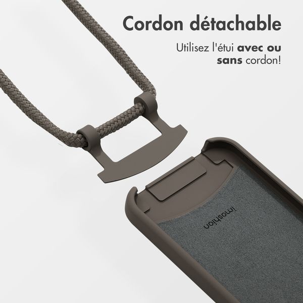 imoshion Coque arrière Color avec cordon amovible et MagSafe Apple iPhone 15 - Black Coffee