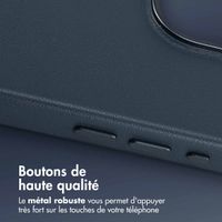 Accezz Coque arrière en cuir avec MagSafe Apple iPhone 15 Pro Max - Nightfall Blue