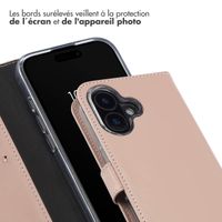 Selencia Étui portefeuille en cuir véritable Apple iPhone 16 - Dusty Pink
