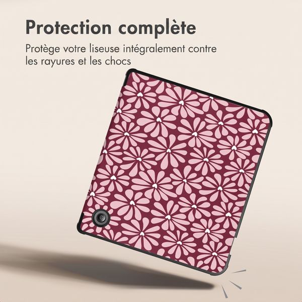imoshion Étui de liseuse portefeuille design Pliable Kobo Libra Colour - Bloom Love Blush