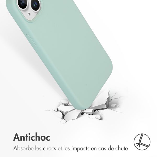 Accezz Coque Liquid Silicone avec MagSafe Apple iPhone 15 Plus - Sky Blue