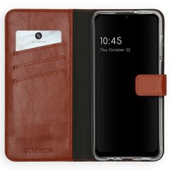 Selencia Étui portefeuille en cuir véritable Samsung Galaxy A12 - Marron clair