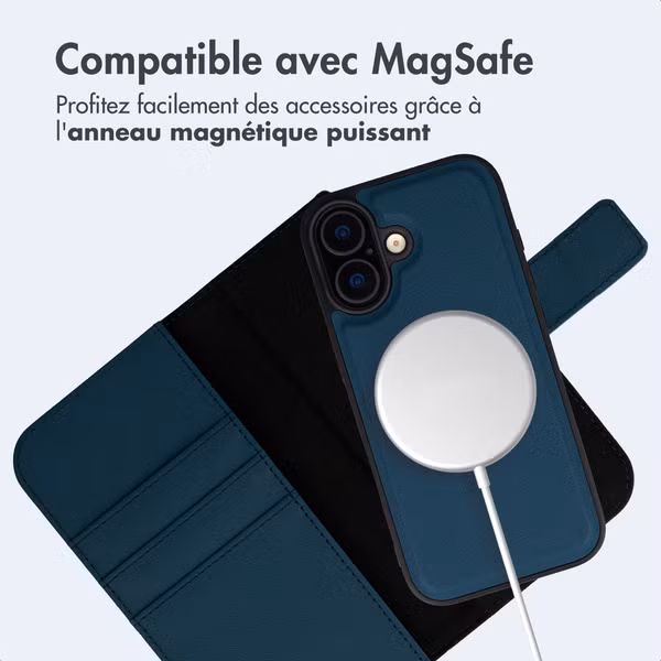 imoshion Étui portefeuille luxe 2-en-1 amovible Apple iPhone 17 - Bleu