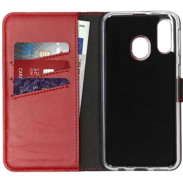 Selencia Étui portefeuille en cuir véritable Samsung Galaxy A40 - Rouge