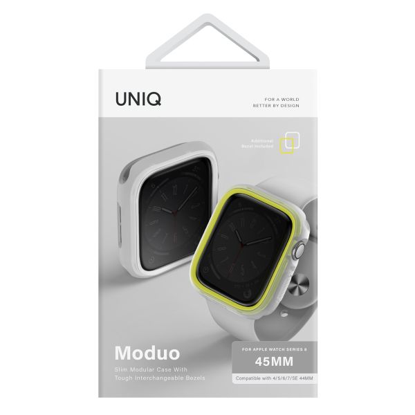 Uniq Coque Moduo avec lunette Apple Watch - 44 / 45 mm - Frost (Lime/White)