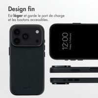 Accezz Coque arrière en cuir avec MagSafe Apple iPhone 18 Pro / 17 Pro - Onyx Black