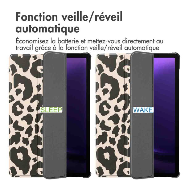 imoshion Coque tablette Design Trifold Samsung Galaxy Tab S9 11.0 pouces / S10 Lite / S10 FE / S9 FE 10.9 pouces - Leopard