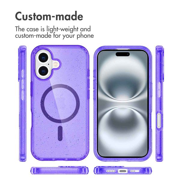 imoshion Coque Pailletée avec MagSafe Apple iPhone 16 - Paillettes Violet