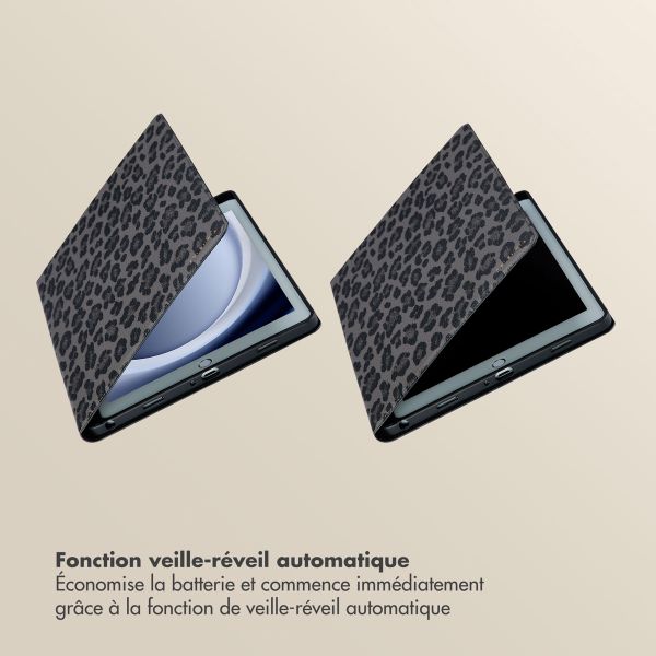 Selencia Coque tablette Sabi avec imprimé léopard Samsung Galaxy Tab A9 Plus - Midnight Black