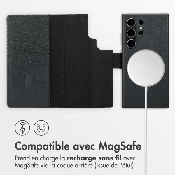 Accezz Étui de télephone portefeuille en cuir 2-en-1 avec MagSafe Samsung Galaxy S24 Ultra - Onyx Black