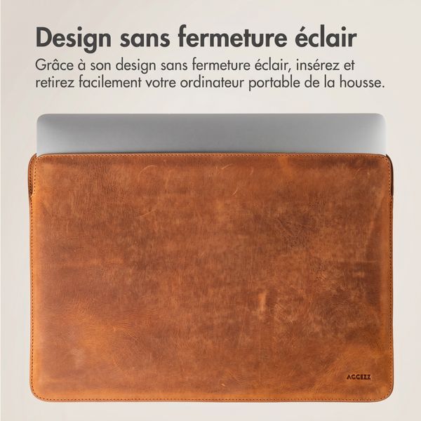 Accezz Leather Pochette ordinateur Apple MacBook 15 pouces - Cognac