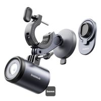 Baseus PrimeTrip support de téléphone 2-en-1 pour vélo avec lumière de vélo - Magnétique - Universel - Cosmic Black