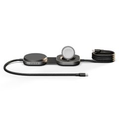 Zens Câble USB-C Pro 3 avec chargeur sans fil pour téléphone / earbuds / Apple Watch - MagSafe et Qi2 - Noir