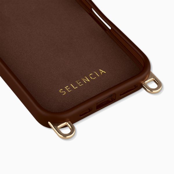 Selencia Coque arrière Rivièra avec MagSafe avec crochets amovibles Apple iPhone 17 - Choco Brown
