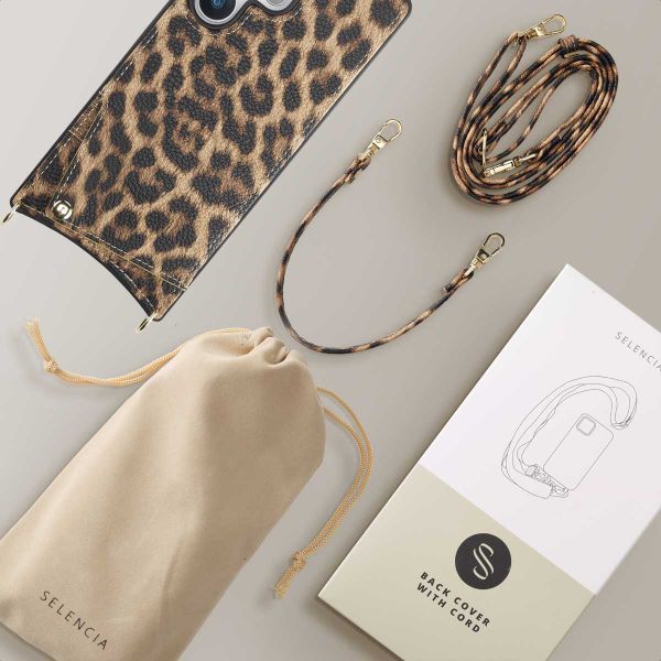 Selencia Coque de télephone Nova avec cordon et porte-cartes Samsung Galaxy S25 Ultra - Leopard