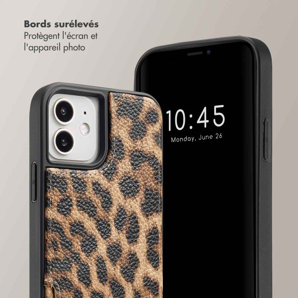 Selencia Coque de télephone Nova avec cordon et porte-cartes Apple iPhone 12 (Pro) - Leopard