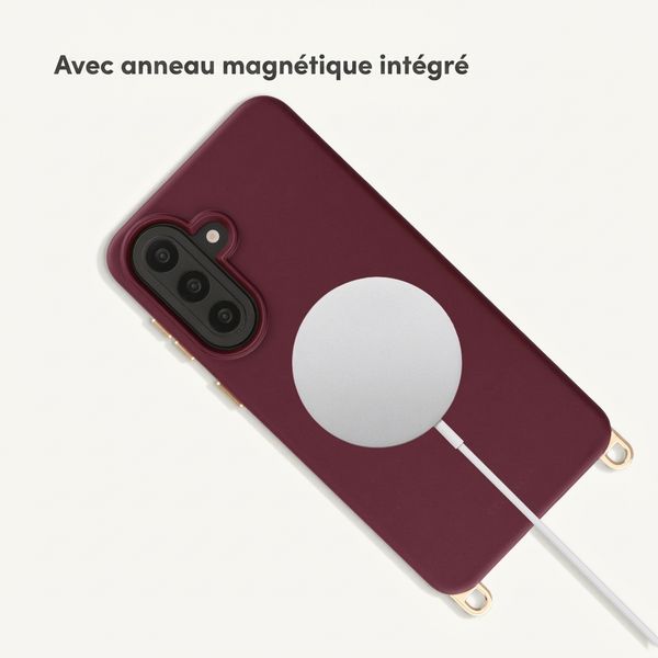Selencia Coque arrière Rivièra avec MagSafe avec crochets amovibles Samsung Galaxy A57 (5G) - Bold Burgundy