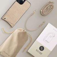 Selencia Coque de télephone Nova Croco avec cordon et porte-cartes Apple iPhone 14 / 13 - Beige