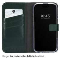 Selencia Étui portefeuille en cuir véritable Apple iPhone 16 - Vert
