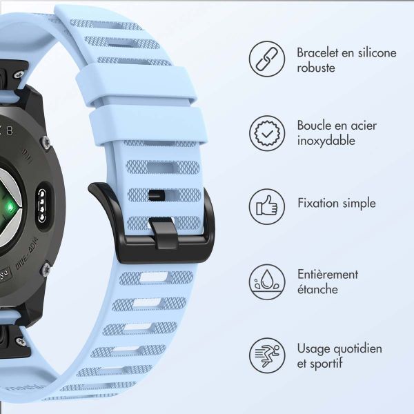 imoshion Bracelet QuickFit® Stripe en silicone  - Connexion Garmin 22 mm - Bleu clair