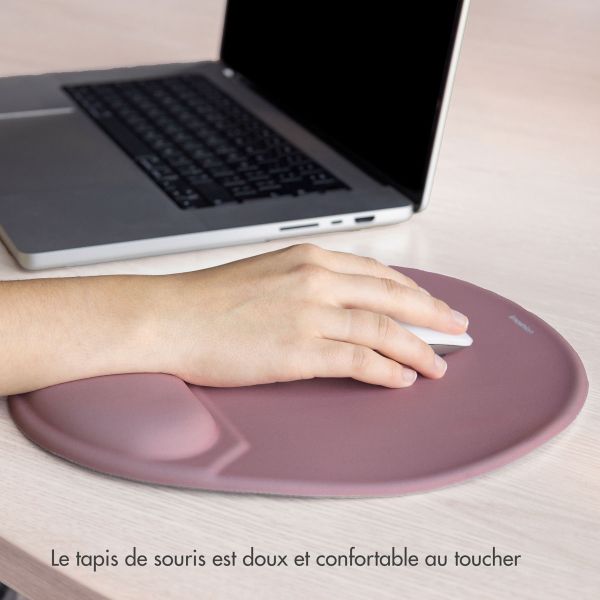 imoshion Tapis de souris ergonomique - Tapis de souris avec repose-poignet - 30 x 25 cm - Vieux rose