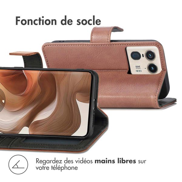 imoshion Étui de télephone portefeuille de luxe Motorola Edge 50 Ultra - Marron