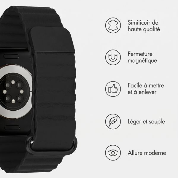 imoshion Bracelet magnétique en cuir synthétique Apple Watch | 38/40/41/42 mm - Noir