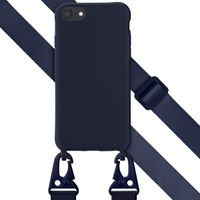 Selencia Coque silicone avec cordon amovible Apple iPhone SE (2022 / 2020) / 8 / 7 - Bleu foncé