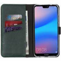 Selencia Étui portefeuille en cuir véritable Huawei P20 Lite - Vert
