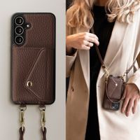 Selencia Coque de télephone Sera avec cordon et porte-cartes enveloppe Samsung Galaxy S25 FE - Chocolate Brown