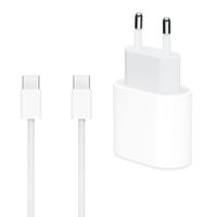 Apple Adaptateur secteur USB-C d'origine 20 watts + câble de recharge USB-C vers USB-C d'origine - 1 mètre - Blanc
