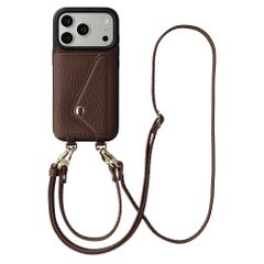 Selencia Coque de télephone Sera avec cordon et porte-cartes enveloppe Apple iPhone 17 Pro - Chocolate Brown