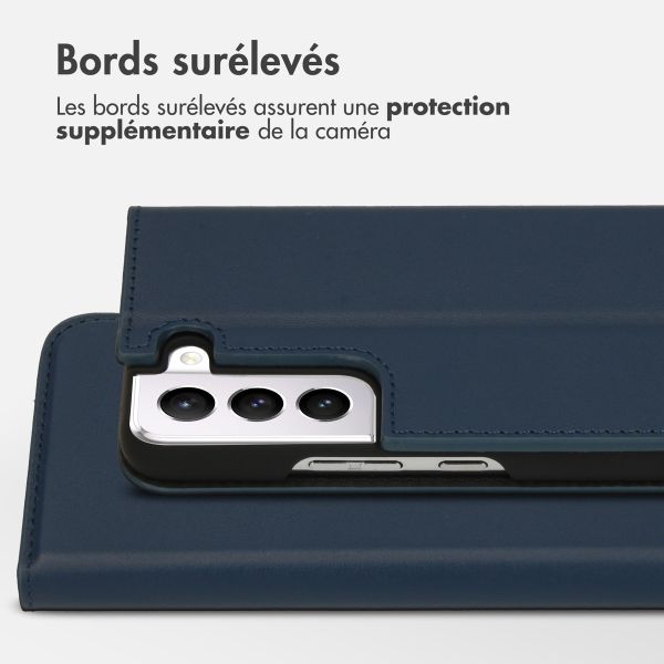 Accezz Étui de télephone Slim Folio en cuir de qualité supérieure Samsung Galaxy S22 - Bleu foncé