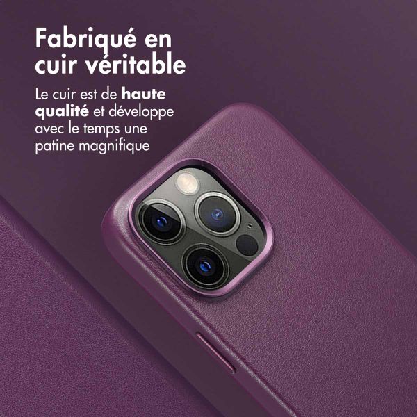 Accezz Étui de télephone portefeuille en cuir 2-en-1 avec MagSafe Apple iPhone 15 Pro Max - Heath Purple