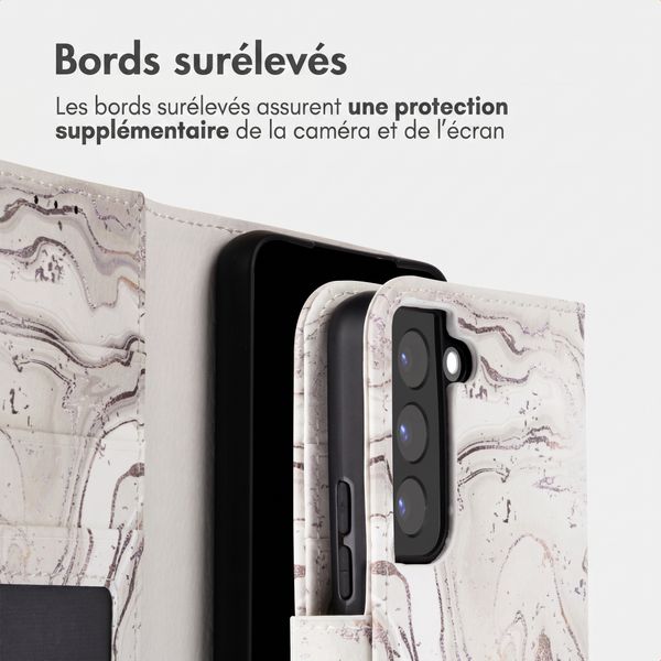 imoshion Étui de télephone portefeuille Design Samsung Galaxy S22 - Sandy Marble