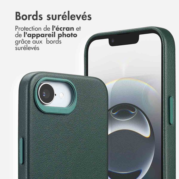 Accezz Coque arrière en cuir avec MagSafe Apple iPhone 17e / 16e - Cedar Green