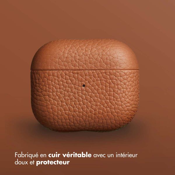 Accezz Coque en cuir véritable  Apple Airpods 3 - Cognac