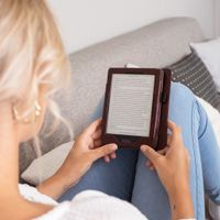 imoshion Étui de liseuse portefeuille en cuir végan Kobo Clara HD - Marron foncé