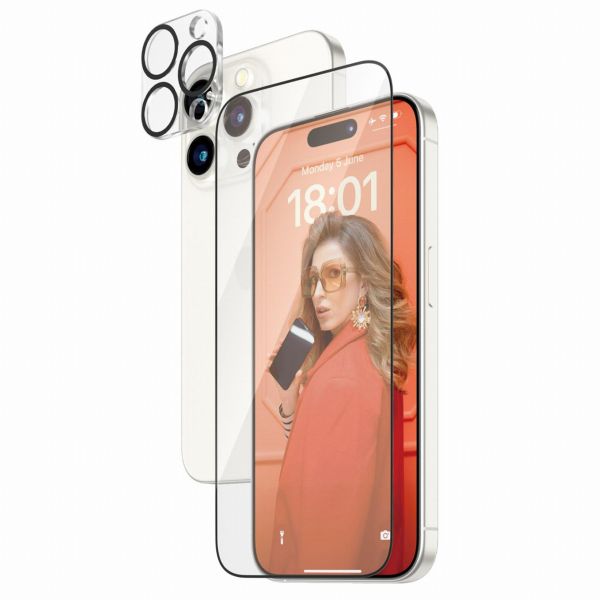 PanzerGlass Pack 2-en-1 - Protection d'écran antibactérienne Ultra-Wide Fit avec applicateur + Protection de caméra Apple iPhone 15 Pro