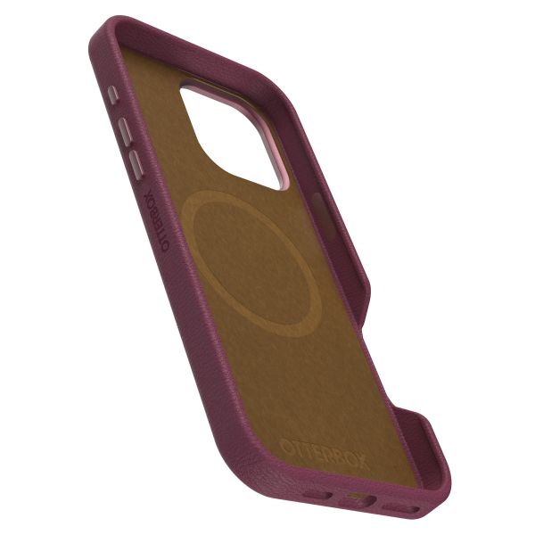 OtterBox Coque en cuir de cactus Symmetry MagSafe Apple iPhone 16 Pro Max - Maroon Bells