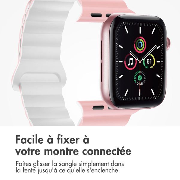 imoshion Bracelet en silicone magnétique Apple Watch | 44/45/46/49 mm - Rose & Blanc